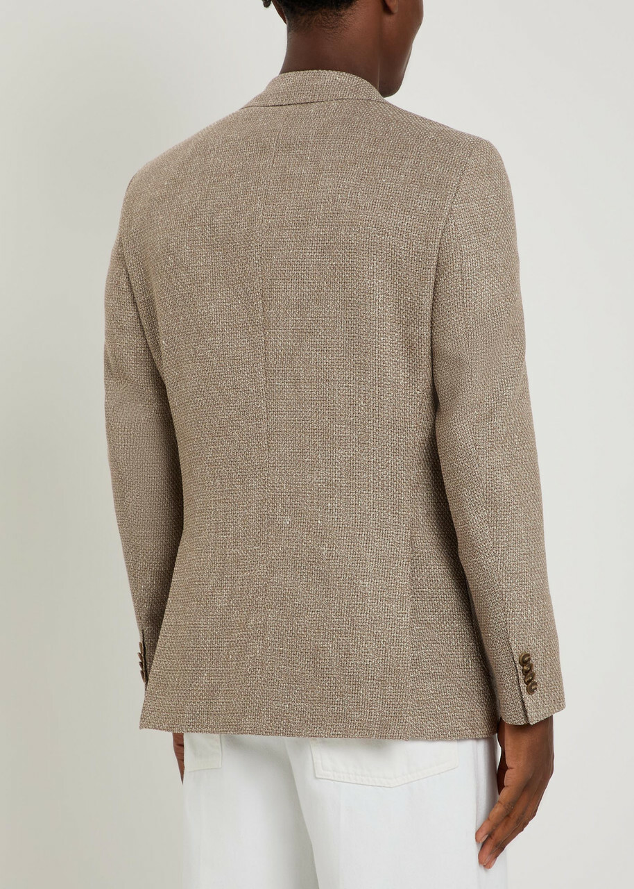 Boss Hutson Wool and Linen-blend Blazer Beige