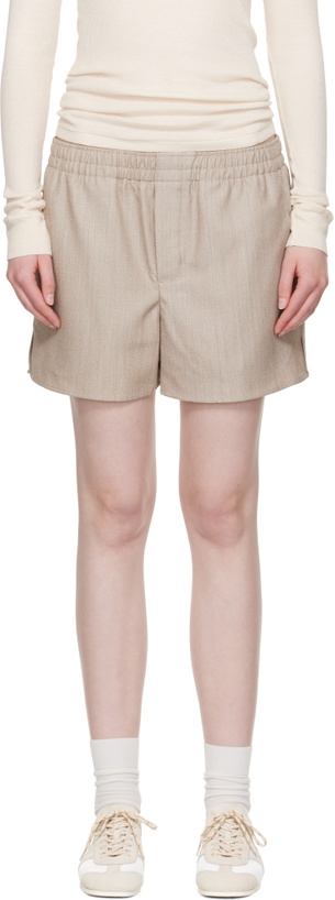 Photo: AMI Paris Beige Wool Elasticated Shorts