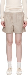AMI Paris Beige Wool Elasticated Shorts
