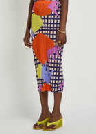 Pleats Please Issey Miyake Printed Pleated Woven Midi Skirt Red