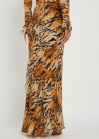 Never Fully Dressed Dorris Tiger-print Chiffon Maxi Skirt Brown