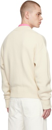 AMI Paris Beige Ami de Cœur Cardigan