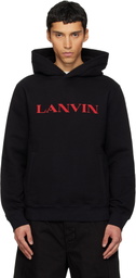 Lanvin Black 'Lanvin' Embroidered Cotton Hoodie