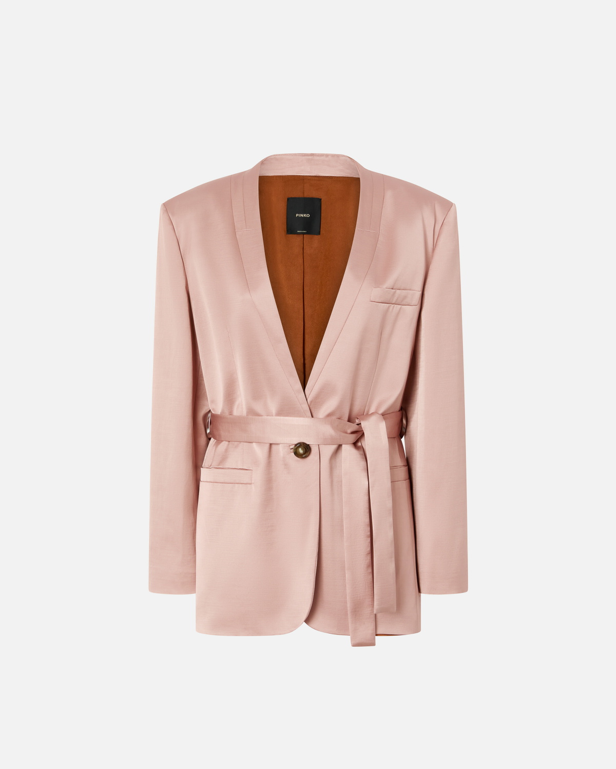Pinko Special Occasion Satin Blazer With Belt Rosy Cloud
