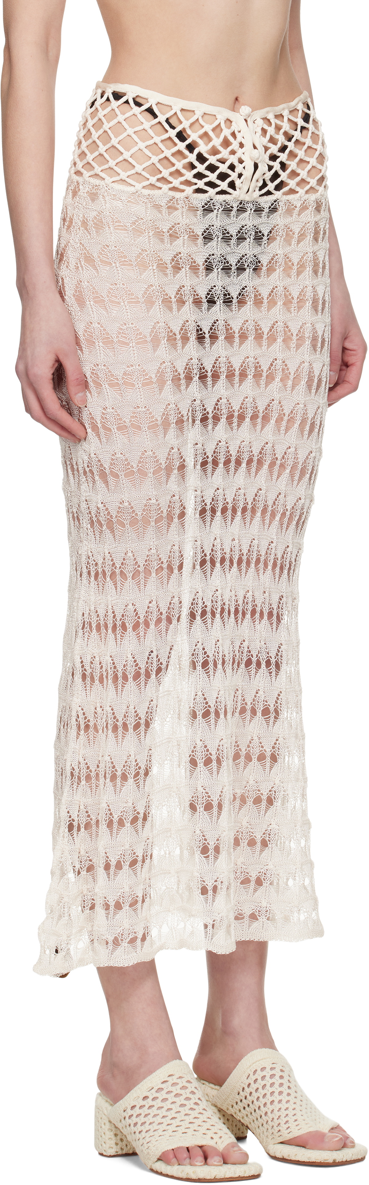 Isa Boulder Off-White Lace Maxi Skirt