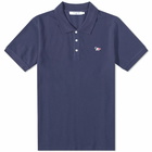 Maison Kitsuné Men's Tricolour Fox Polo Shirt in Navy