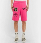 Off-White - Slim-Fit Printed Loopback Cotton-Jersey Shorts - Men - Pink