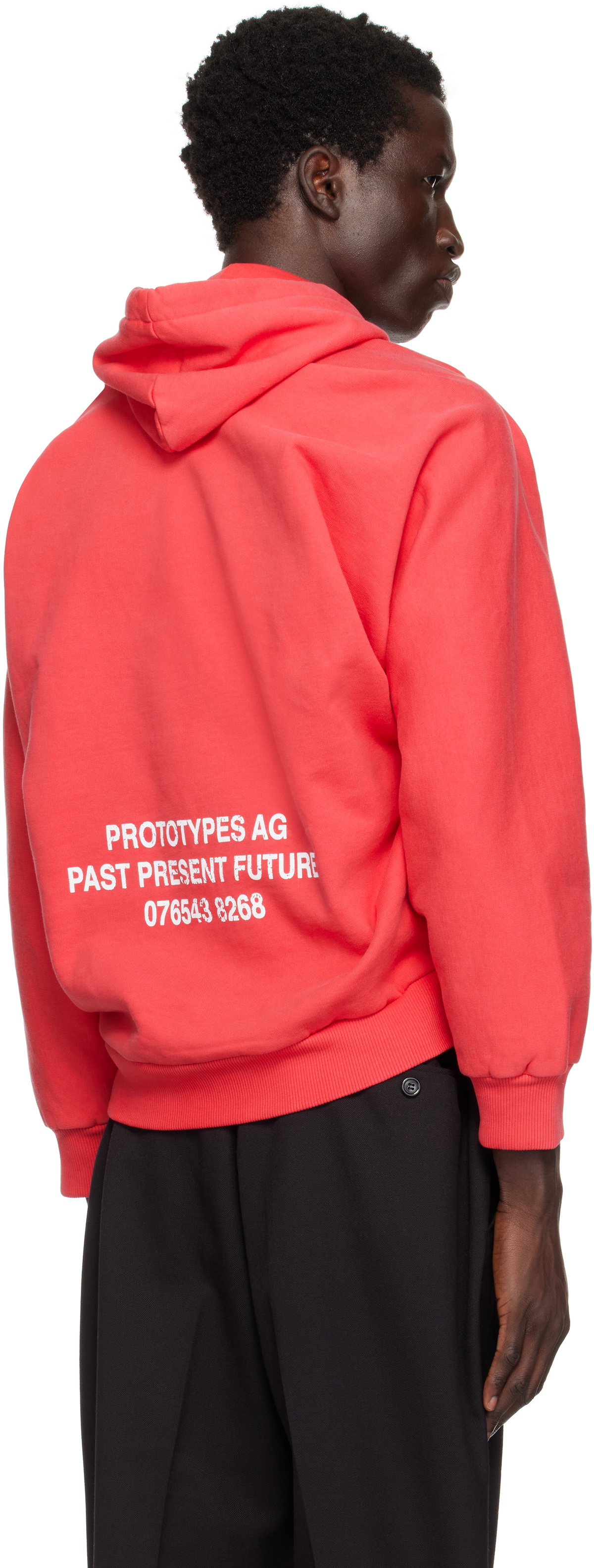 Prototypes Red Moved Neck Hoodie PROTOTYPES Prototypes Red Moved Neck Hoodie PROTOTYPES