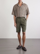 De Petrillo - Straight-Leg Pleated Linen Shorts - Green