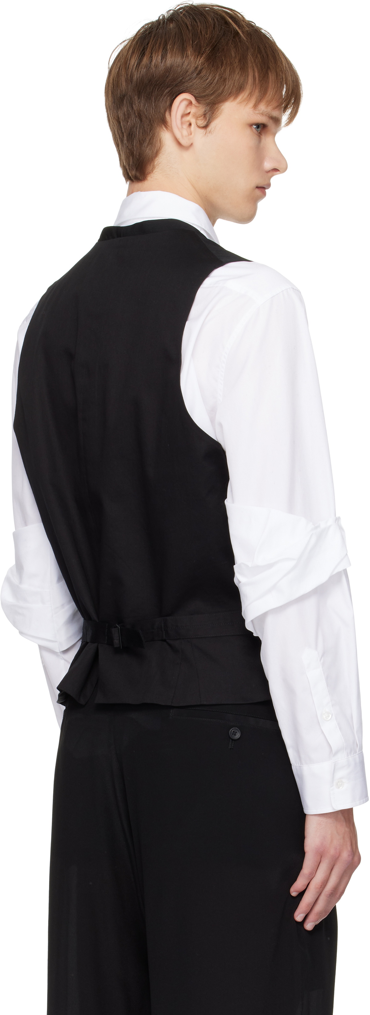 YOHJI YAMAMOTO Black Wool Gabardine 7Buttons Waistcoat