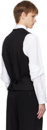 YOHJI YAMAMOTO Black Wool Gabardine 7Buttons Waistcoat