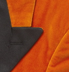 Kingsman - Orange Eggsy's Slim-Fit Faille-Trimmed Cotton-Velvet Tuxedo Jacket - Orange