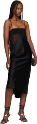 Rick Owens Black Temple Combo Slip Midi Dress