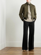 TOM FORD - Leather-Trimmed Cotton and Silk-Blend Bomber Jacket - Green