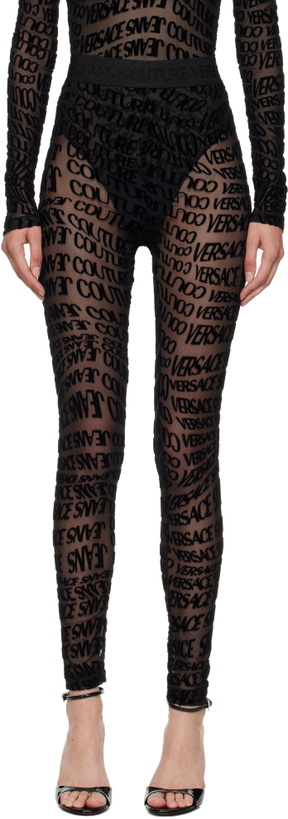 Photo: Versace Jeans Couture Black Tulle Flock Liquify Leggings
