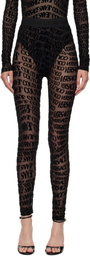 Versace Jeans Couture Black Tulle Flock Liquify Leggings