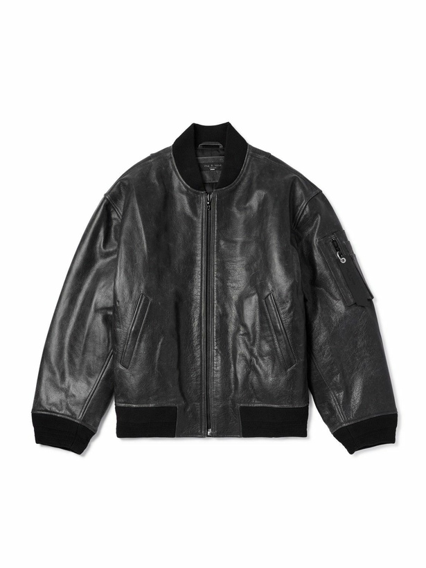 Photo: Rag & Bone - Manston Distressed Leather Jacket - Black