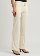 Juicy Couture Del Ray Logo-embroidered Velour Sweatpants Cream