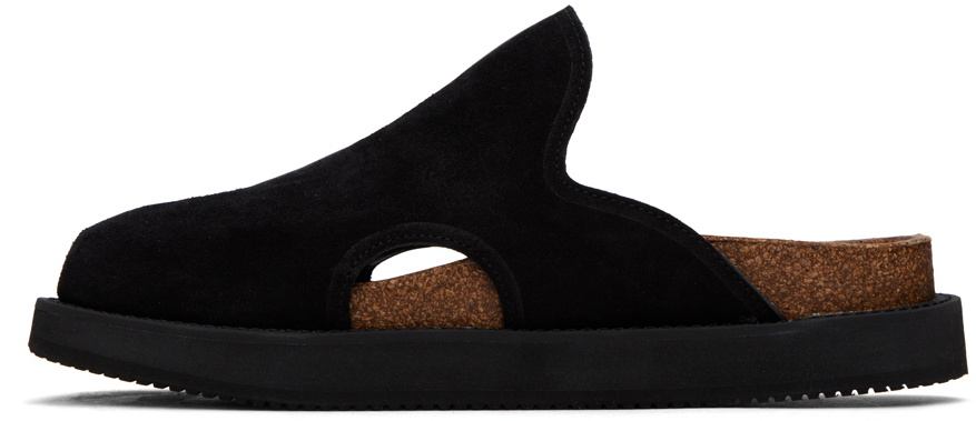Y's Black Paneled Sandals