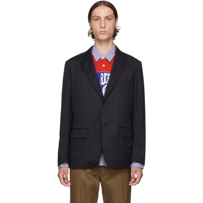 Photo: Comme des Garcons Homme Navy Military Lining Blazer
