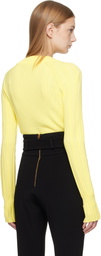 Balmain Yellow Buttoned V-Neck Light Knit Cardigan