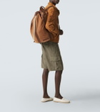 Brunello Cucinelli Leather-trimmed suede backpack