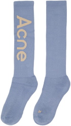 Acne Studios Blue Logo Knee Socks