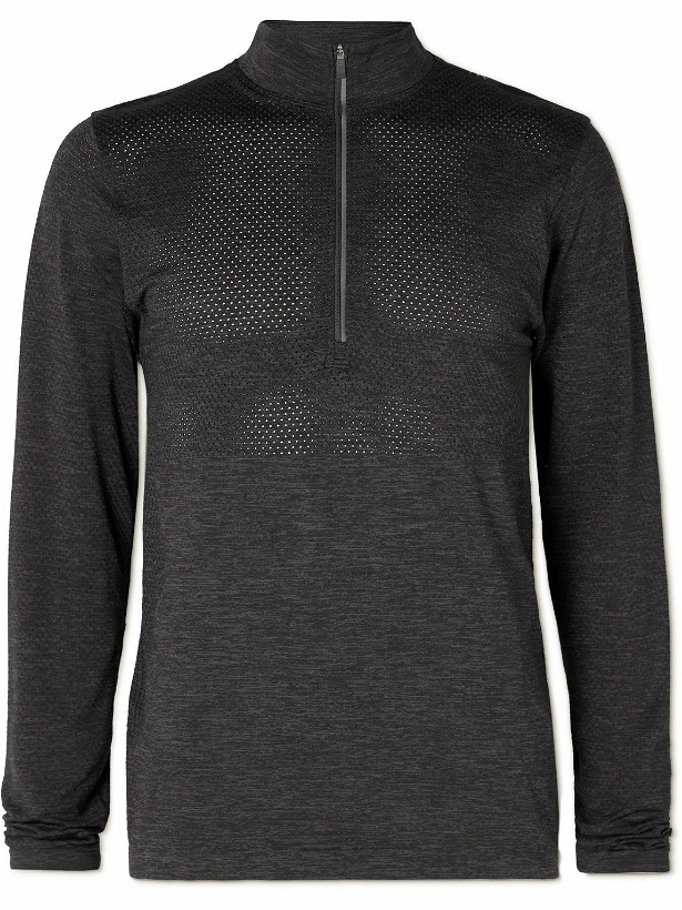 Photo: Lululemon - Metal Vent Tech Recycled Stretch-Jersey and Mesh Half-Zip Running Top - Black