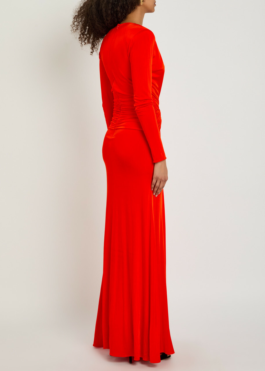 The New Arrivals Ilkyaz Ozel Azure Ruched Stretch-jersey Gown Red