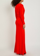 The New Arrivals Ilkyaz Ozel Azure Ruched Stretch-jersey Gown Red