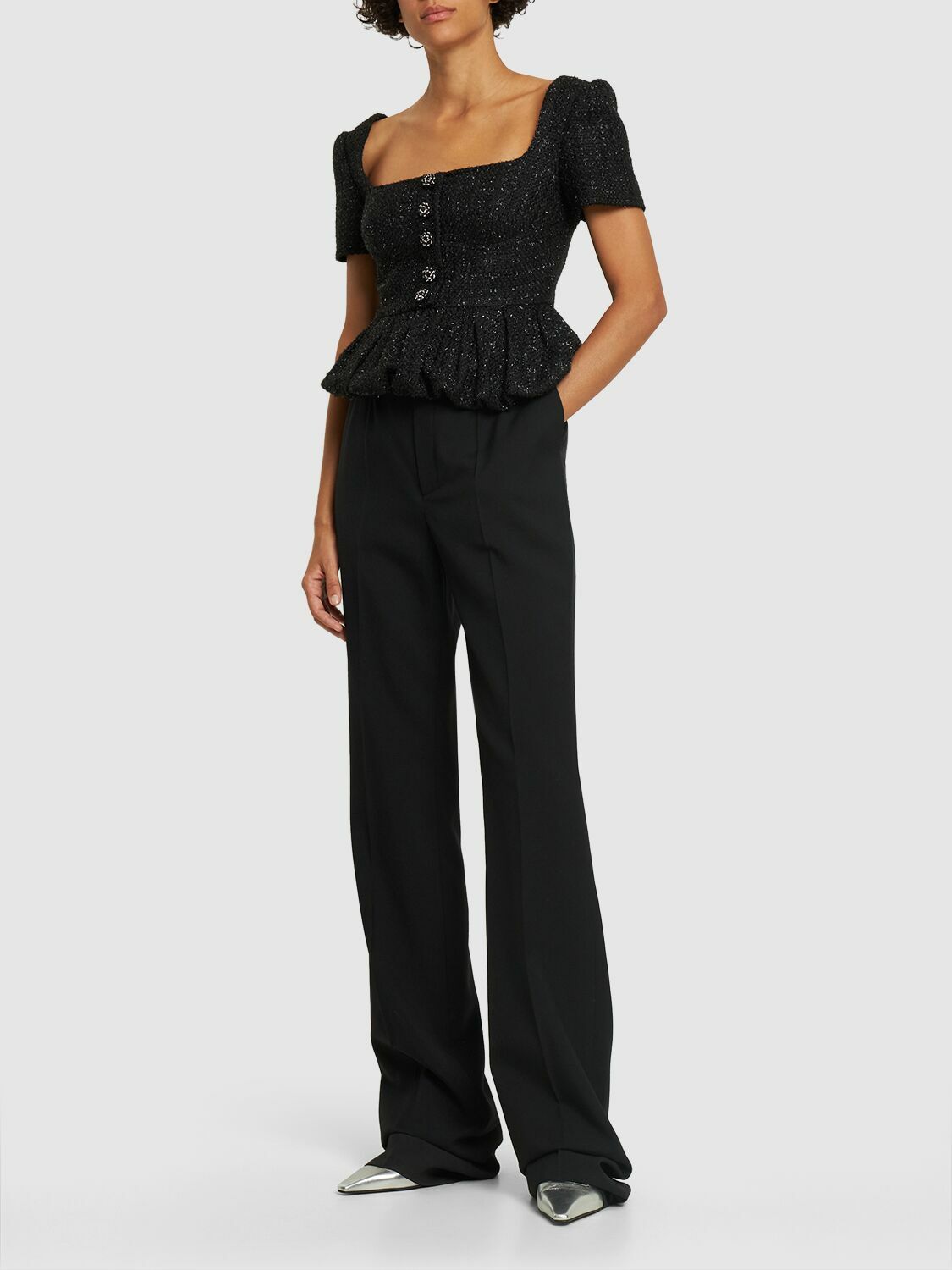 SELF-PORTRAIT - Bouclé Peplum Top