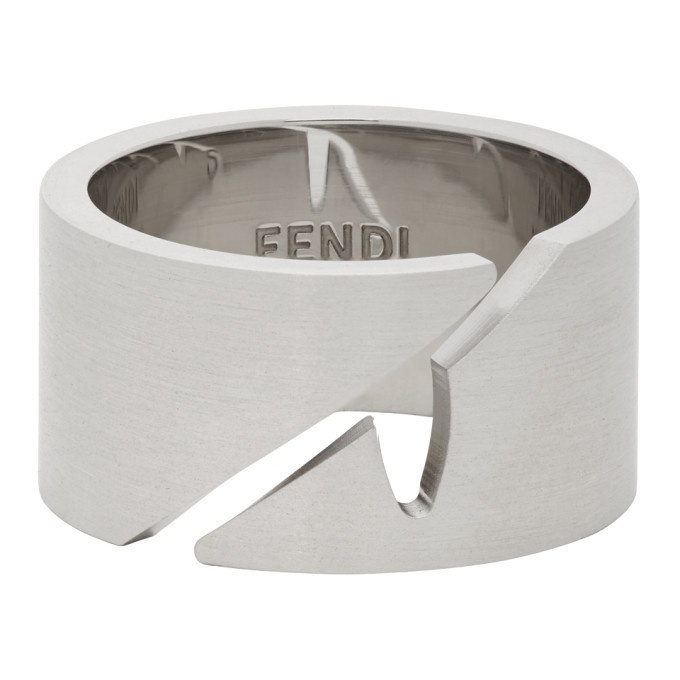 Photo: Fendi Silver Matte Mono Eye Ring
