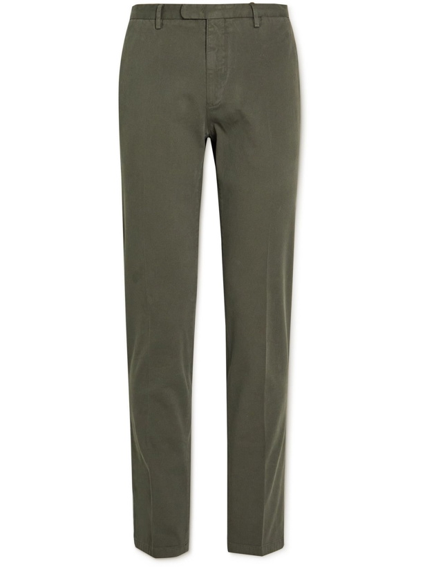 Photo: Boglioli - Slim-Fit Tapered Textured Stretch-Cotton Trousers - Brown