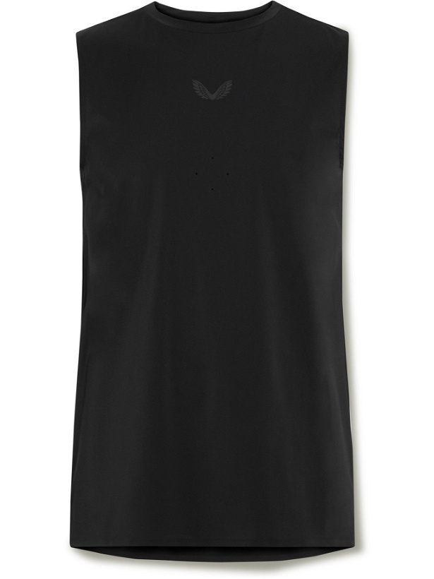 Photo: CASTORE - Logo-Print Perforated Stretch-Jersey Vest - Black