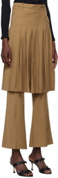 Rokh Tan Pleated Midi Skirt Trousers