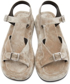 The Row Beige Velvet Geri Flat Sandals
