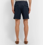 Brioni - Pleated Linen and Cotton-Blend Twill Bermuda Shorts - Blue