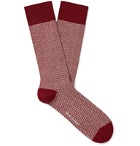 Oliver Spencer Loungewear - Miller Crochet-Knit Stretch Cotton-Blend Socks - Burgundy