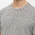 Officine Générale Men's Fine Stripe T-Shirt in White/Grey