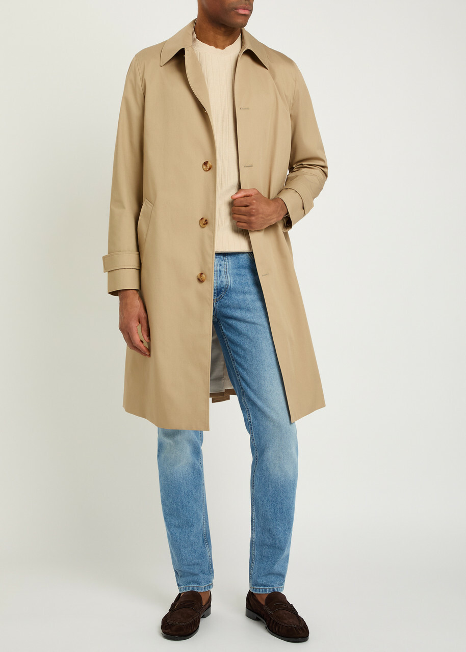 Lardini Belted Woven Trench Coat Beige