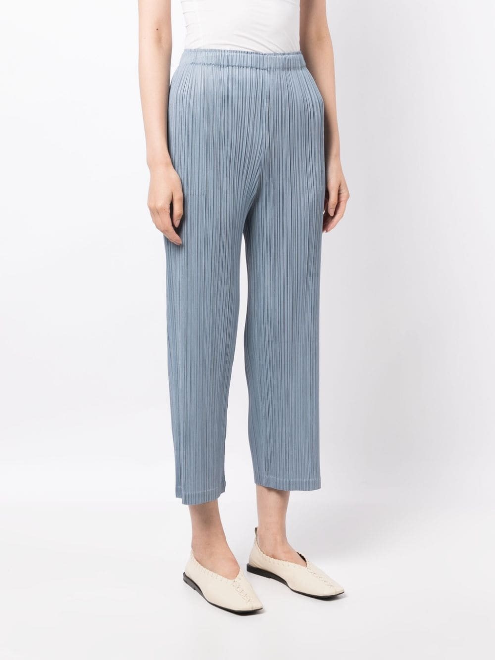 Max Solid Pleated Cropped Trousers with Fabric Belt - LowestRate Shopping