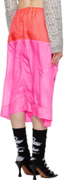 SC103 Pink Colorblocked Midi Skirt