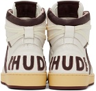 Rhude SSENSE Exclusive White & Burgundy Rhecess Hi Sneakers