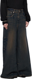 Juun.J Blue Washed Denim Wide Jeans