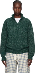 ERL Green Slit Neck Alpaca Polo