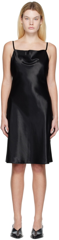 Photo: DRAE Black Cowl-Neck Slip Minidress