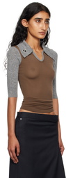 Kiko Kostadinov Khaki & Gray Larissa Knit Polo