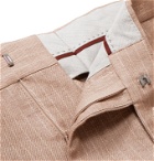 Brunello Cucinelli - Pinstriped Linen Suit Trousers - Neutrals