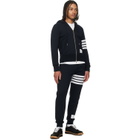 Thom Browne Navy Classic Loopback 4-Bar Zip-Up Hoodie