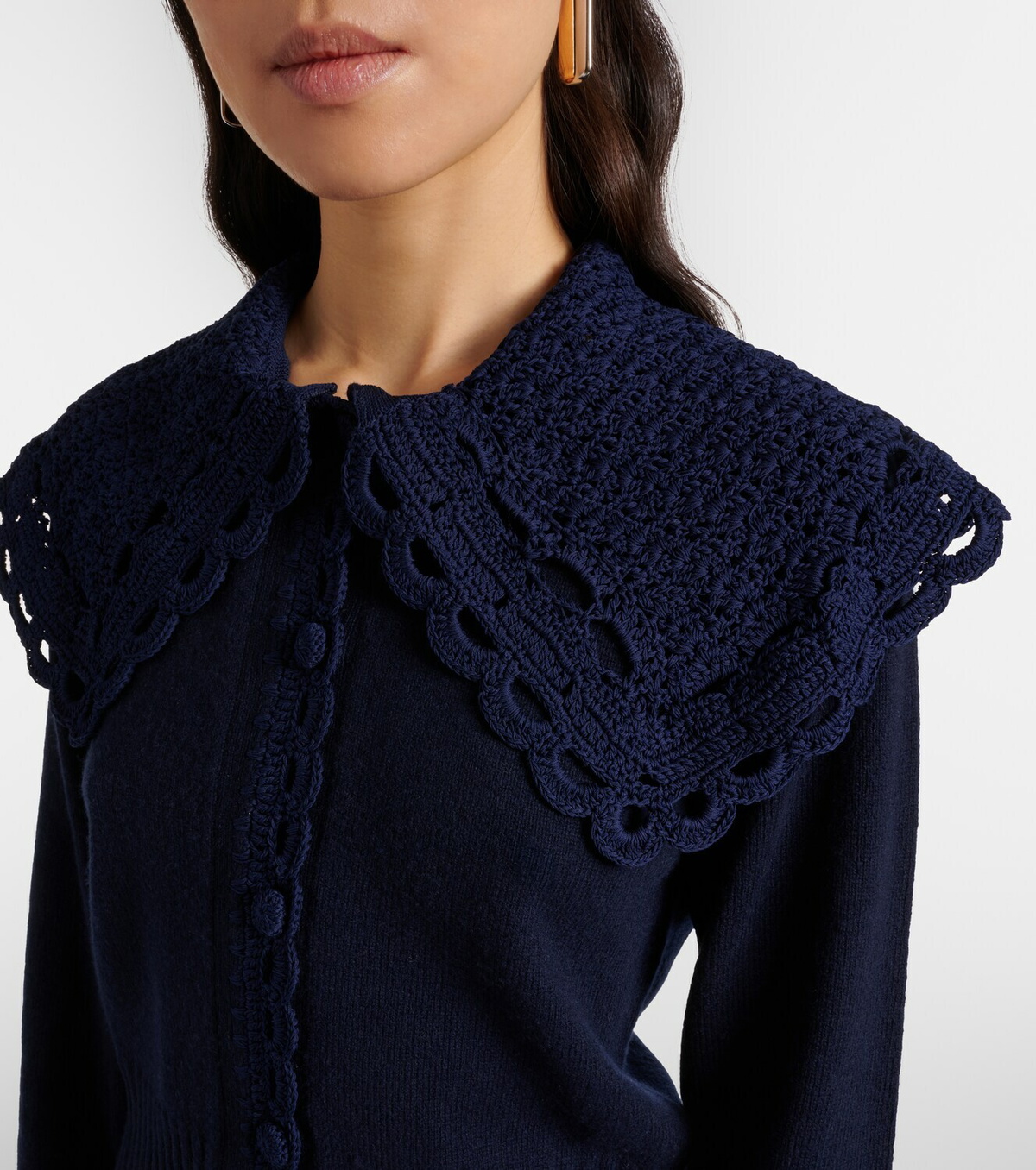 Erdem Crochet-trimmed wool-blend cardigan
